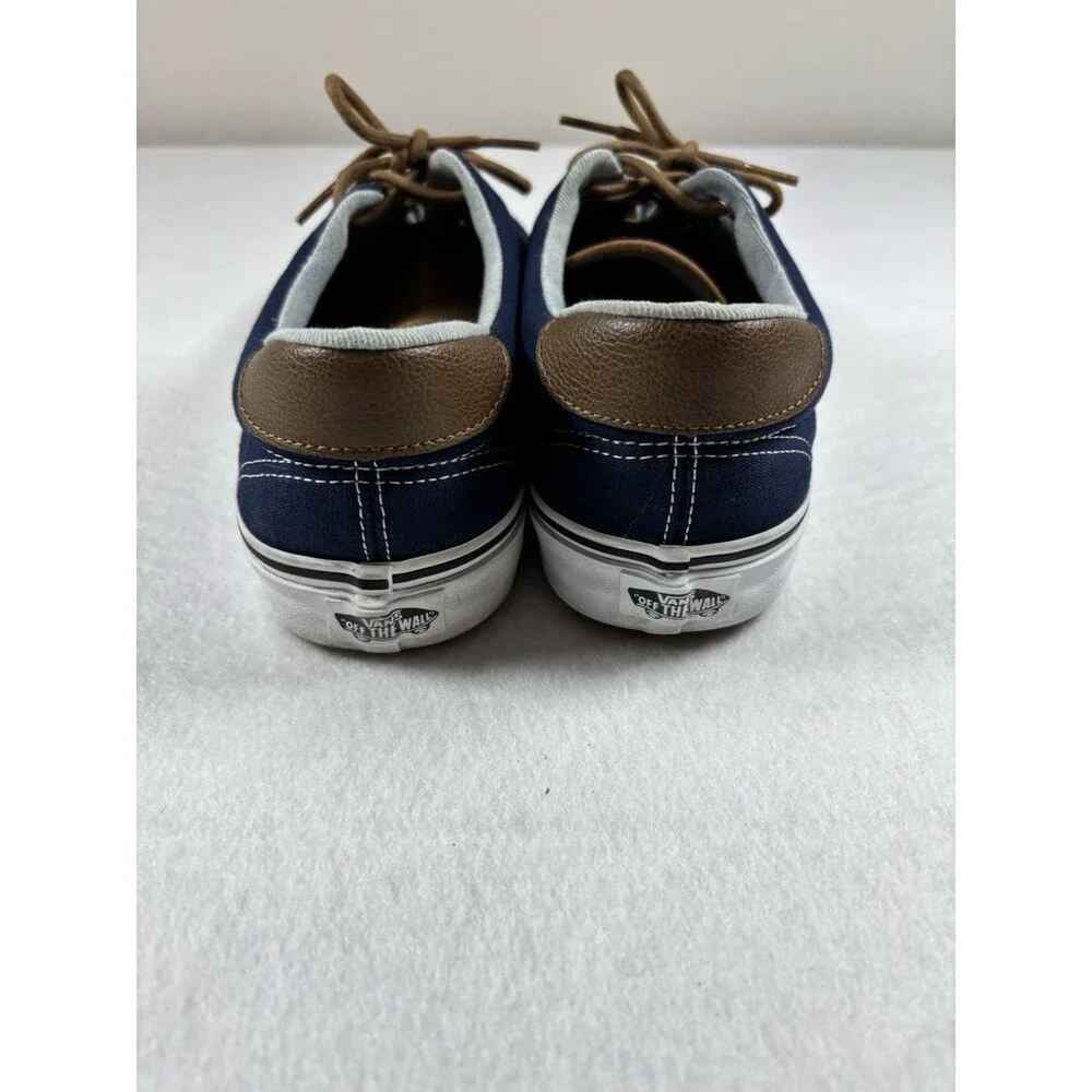 Vans Era Navy Blue Canvas Sneakers Brown Laces Men’s Size 11.5 Casual Shoes
